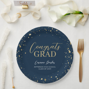 Assiettes En Carton Moderne Glitz Graduation personnalisée