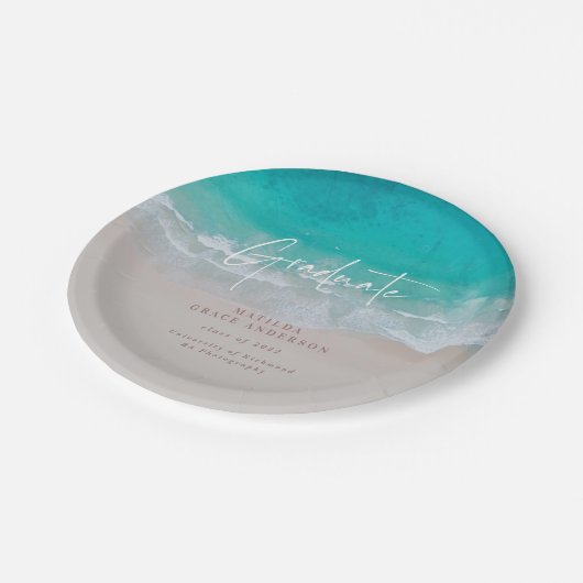 Assiettes En Carton Moderne graduation plage de l'océan script moderne (Angle)