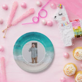 Assiettes En Carton Moderne graduation plage océanique Voyage photo mo (Fête)