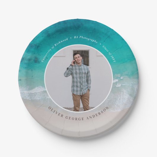 Assiettes En Carton Moderne graduation plage océanique Voyage photo mo (Devant)