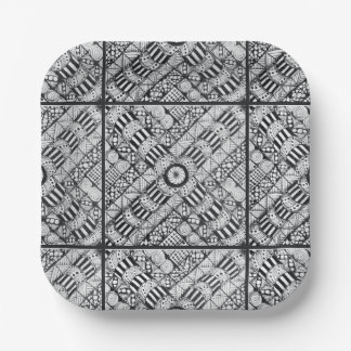 Assiettes En Carton Moderne gribouillis noir et blanc