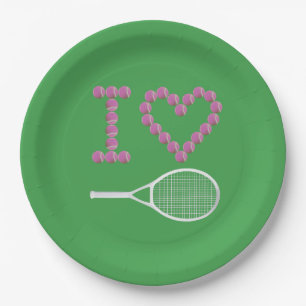 Assiettes En Carton Moderne I Love Tennis Green