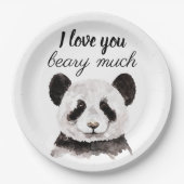 Assiettes En Carton Moderne Je T'Aime Beary Beaucoup Panda Noir Et Bla (Devant)