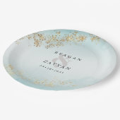 Assiettes En Carton Moderne Luxe Gold Flecks Turquoise Mist Mariage (Angle)