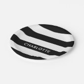 Assiettes En Carton Moderne Luxe noir et blanc rayures motif (Angle)