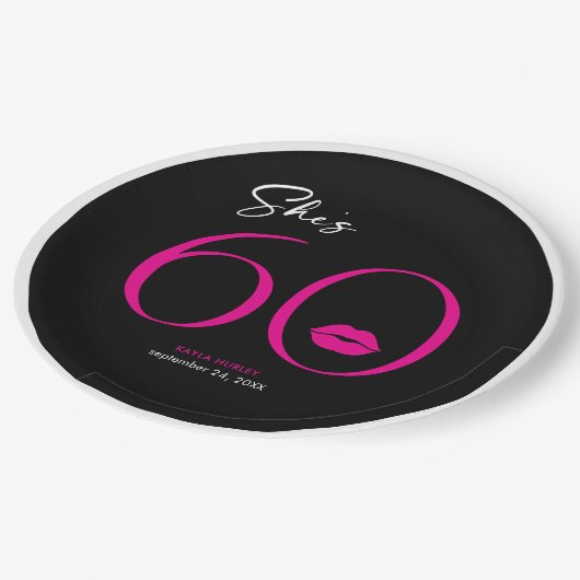 Assiettes En Carton Moderne minimal rose lèvres Elle a soixante ans (Angle)