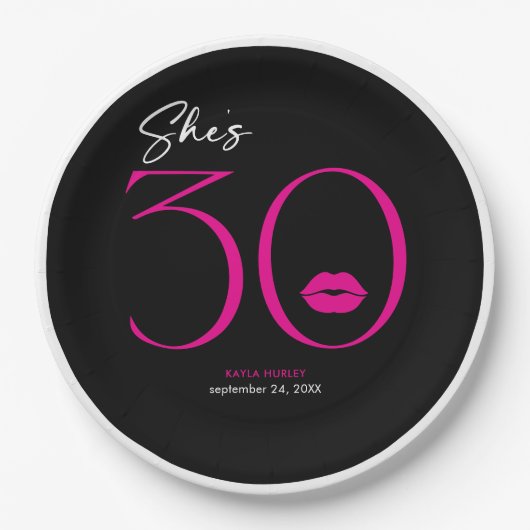 Assiettes En Carton Moderne minimal rose lèvres Elle a trente ans (Devant)