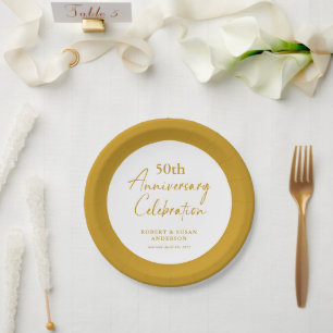 Assiettes En Carton Moderne Minimaliste 50e Anniversaire de Mariage
