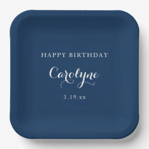 Assiettes En Carton Moderne Minimaliste Bleu Anniversaire