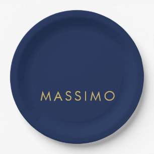 Assiettes En Carton Moderne Minimaliste Bleu Or Professionnel Tendance