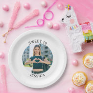 Assiettes En Carton Moderne minimaliste Sweet 16 Birthday Circle Photo