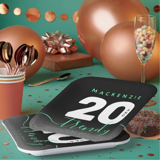 Assiettes En Carton Moderne Mint Green 20 et tendance (Multi)