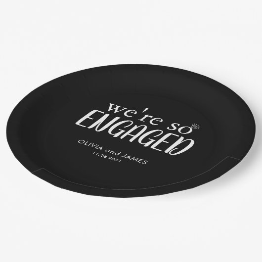 Assiettes En Carton Moderne nous sommes tellement engagés Fiançailles  (Angle)