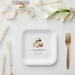 Assiettes En Carton Moderne Parfait Paire Aquarelle Vin & Fromage