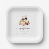 Assiettes En Carton Moderne Parfait Paire Aquarelle Vin & Fromage (Recto)
