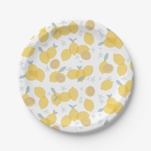 Assiettes En Carton Moderne Pastel Citrus Lemons Motif (Devant)