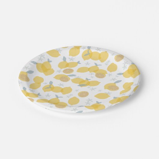 Assiettes En Carton Moderne Pastel Citrus Lemons Motif (Angle)