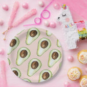 Assiettes En Carton Moderne Pastel Rose Et Vert Motif Avocado (Fête)