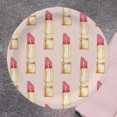 Assiettes En Carton Moderne Pastel rose & rouge Motif à lèvres