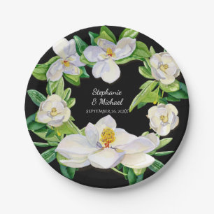Assiettes En Carton Moderne Peinture Aquarelle Florale Magnolia pour F