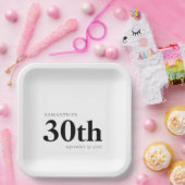 Assiettes En Carton Moderne Personnalisé Gras Texte Noir 30ème Nom Dat (Fête)