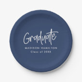 Assiettes En Carton Moderne Preppy Script Marine Graduation (Devant)