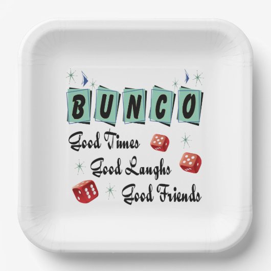 Assiettes En Carton Moderne Rétro Bons amis Dice Bunco (Recto)