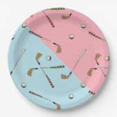 Assiettes En Carton Moderne Retro Golf Golfer Motif bleu rose (Devant)