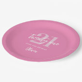 Assiettes En Carton Moderne rose élégant 21e anniversaire (Angle)