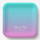 Assiettes En Carton moderne rose printanier turquoise ombre mariage fa (Recto)