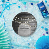 Assiettes En Carton Moderne Rustique Noir Bois Lumière Arc Mariage (Fête)