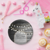 Assiettes En Carton Moderne Rustique Noir Bois Lumière Arc Mariage (Fête)