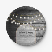 Assiettes En Carton Moderne Rustique Noir Bois Lumière Arc Mariage (Devant)