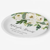 Assiettes En Carton Moderne Simple Blanc Floral Élégant Graduation (Angle)