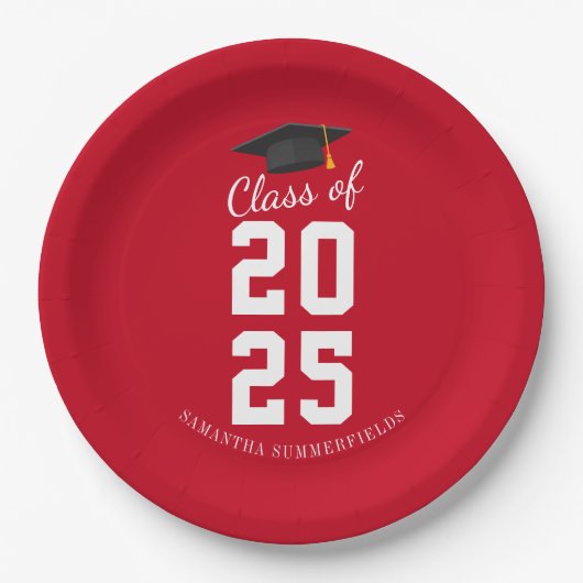 Assiettes En Carton Moderne Simple Graduation 2025 Grad Party (Devant)