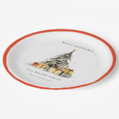 Assiettes En Carton Moderne Sketchy Noël Arbre Cadeaux Photo (Angle)