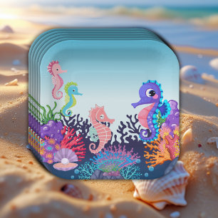 Assiettes En Carton Moderne sous le Baby shower de Seahorse