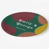 Assiettes En Carton Moderne Super rétro 70's élégant Mariage Abstrait (Angle)