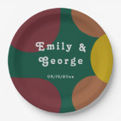 Assiettes En Carton Moderne Super rétro 70's élégant Mariage Abstrait (Devant)