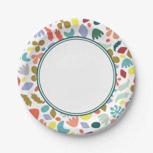 Assiettes En Carton Moderne tendance coloré biologique à motif vert