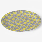 Assiettes En Carton Moderne tendance Gris et Fleurs Jaunes (Angle)