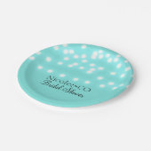 Assiettes En Carton Moderne Turquoise Bleu & Chaînes Lumières Élégant (Angle)