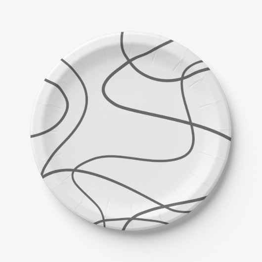 Assiettes En Carton Moderne, urbain, motif abstrait. Lignes courbes et (Devant)