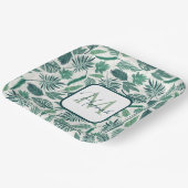Assiettes En Carton Moderne Vert Turquoise Tropical Feuilles Design (Angulaire)