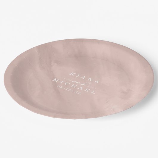 Assiettes En Carton Modernes Aquarell-Hochzeits-Roségold ID816 (Angle)