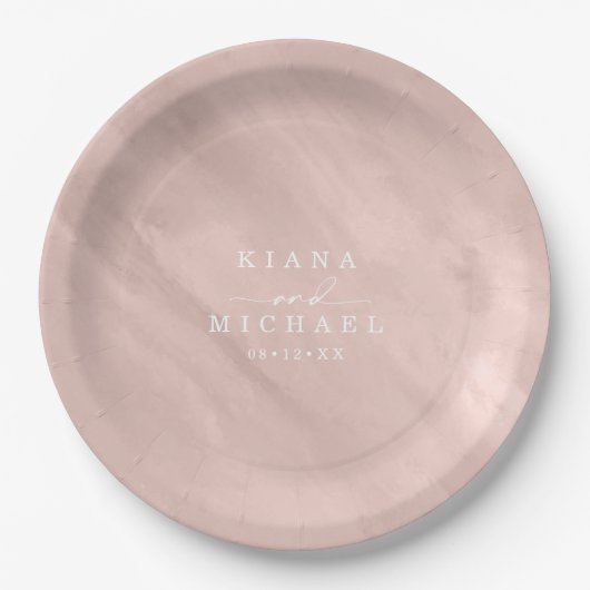 Assiettes En Carton Modernes Aquarell-Hochzeits-Roségold ID816 (Devant)