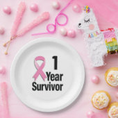 Assiettes En Carton Modifier l'année Cancer du sein - 1 an (Fête)