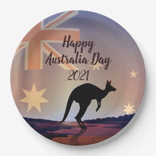 Assiettes En Carton Modifier le drapeau texte Kangaroo Australia Day 9 (Devant)