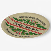 Assiettes En Carton Modifier le nom Texte Noël Holly 9" (Angle)