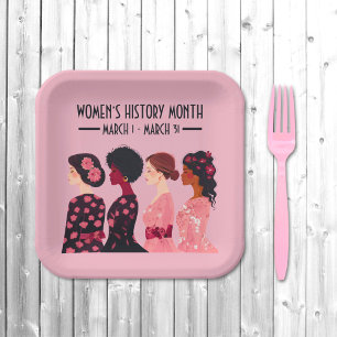 Assiettes En Carton Mois de l’histoire des femmes Global Women Pink Fl